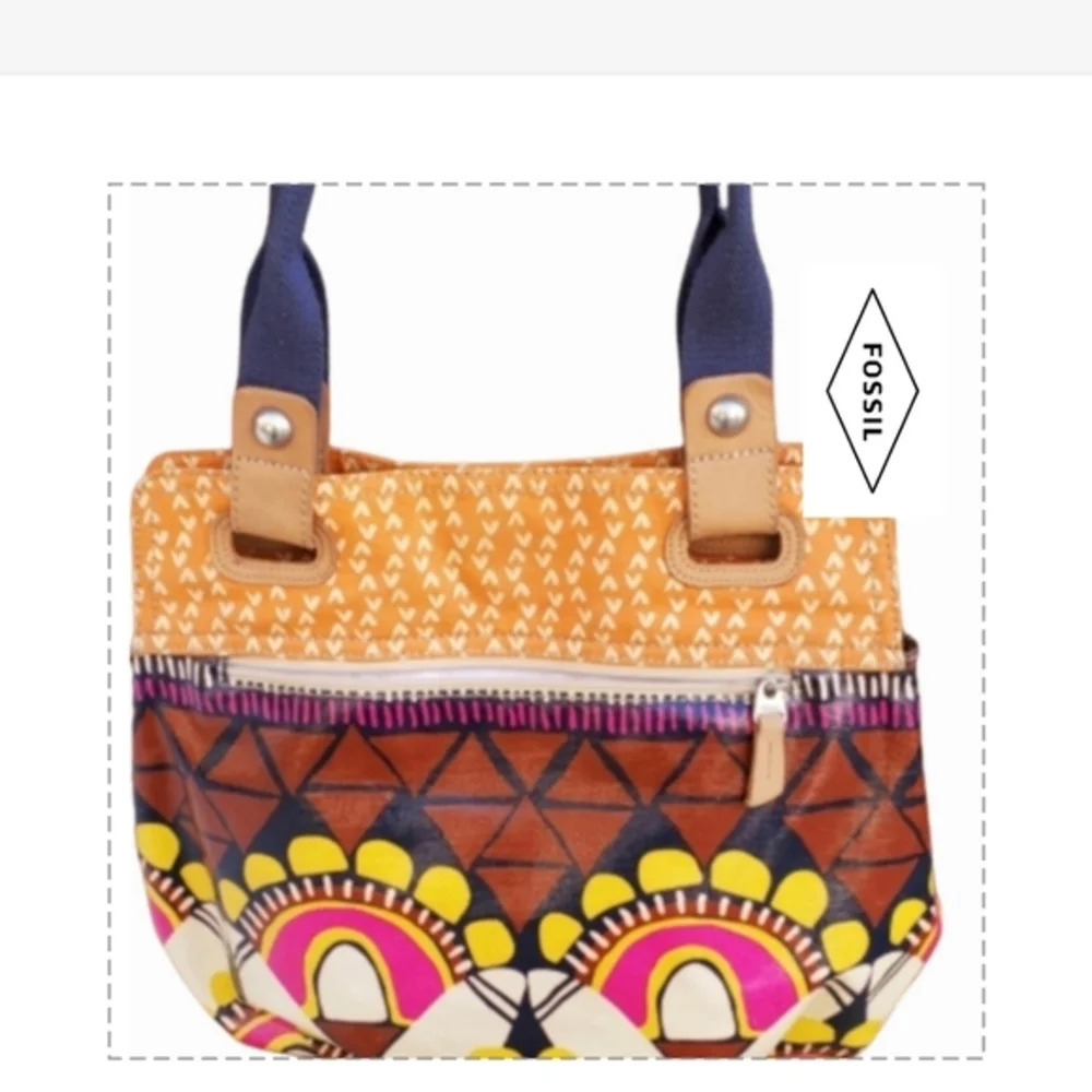 Fossil‎ coated canvas print tote